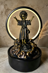 <span class=keywords><strong>Fontaine</strong></span> d'eau intérieure de bureau avec cascade et lumière LED, statue religieuse, décoration aquatique - Product Image 2