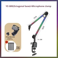 Support de microphone de bureau RVB 360 bras de flèche réglable pour téléphone Streaming en direct et jeux Support et support en métal coloré