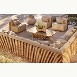 Sofá de teca Premium, muebles de exterior, conjunto de sofá de jardín, novedad de 2023