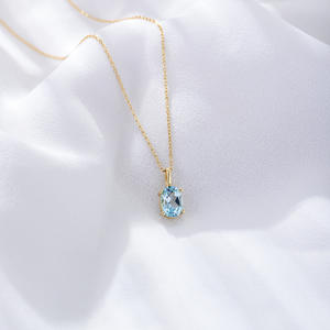 תכשיטי אופנה שרשרת תליון טופז כחול שמיים 925 כסף סטרלינג שרשרת תליון בציפוי זהב - Product Image 3