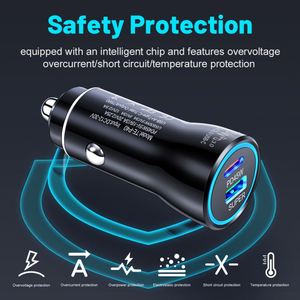 Chargeur de voiture USB-C avec charge rapide (QC3.0/PD) 75W, design magnétique, matériau ABS ignifuge pour téléphone portable et appareil photo - Product Image 4