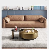 Table basse ronde moderne minimaliste italienne en acier inoxydable pour petit appartement de luxe, meubles de maison