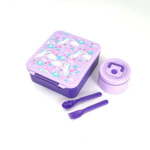 Ensemble de 3 boîtes à lunch carrées en plastique, uniques, résistantes et compatibles micro-ondes, avec sac anti-fuite pour enfants, pouvant être chauffées - Product Image 2