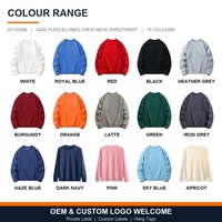 Sablon Logo Kustom Bordir Sweatshirt Crewneck Pria 420G Berlapis Fleece Tebal Pullover Musim Dingin OEM Label Pribadi
