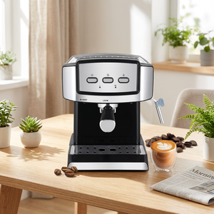 Cafetera Semiautomática de Estilo Retro, Carcasa de Acero Inoxidable, Fácil de Limpiar, Cafetera Espresso para el Hogar y la Cocina - Product Image 1
