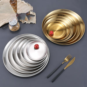 Bandeja de Pizza de acero inoxidable redonda de varios tamaños, platos, plato de servir, platos de metal para servir, vajilla, plato de comida - Product Image 6