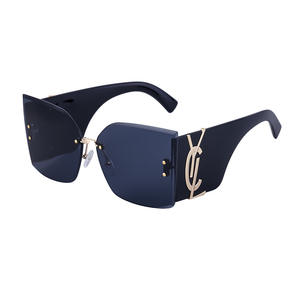 Lunettes de soleil sans monture de style européen pour femmes, verres PC, protection UV400, couleur noire, mode urbaine, lunettes transfrontalières - Product Image 2