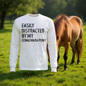 T-shirt à manches longues unisexe pour adulte, col rond, motif cheval de Connemara, évasion tranquille, style campagnard - Product Image 3