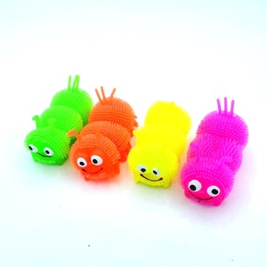 Jincan Novelty Light Toy Hot Selling Unisex Flash Vent Elastic Ball Caterpillar Design Square Squeeze Plastic Toys for Kids - Product Image 1