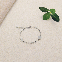 Bracelet unisexe en acier inoxydable 316L avec pendentif croix dorée Vierge Marie, motif religieux, cadeau