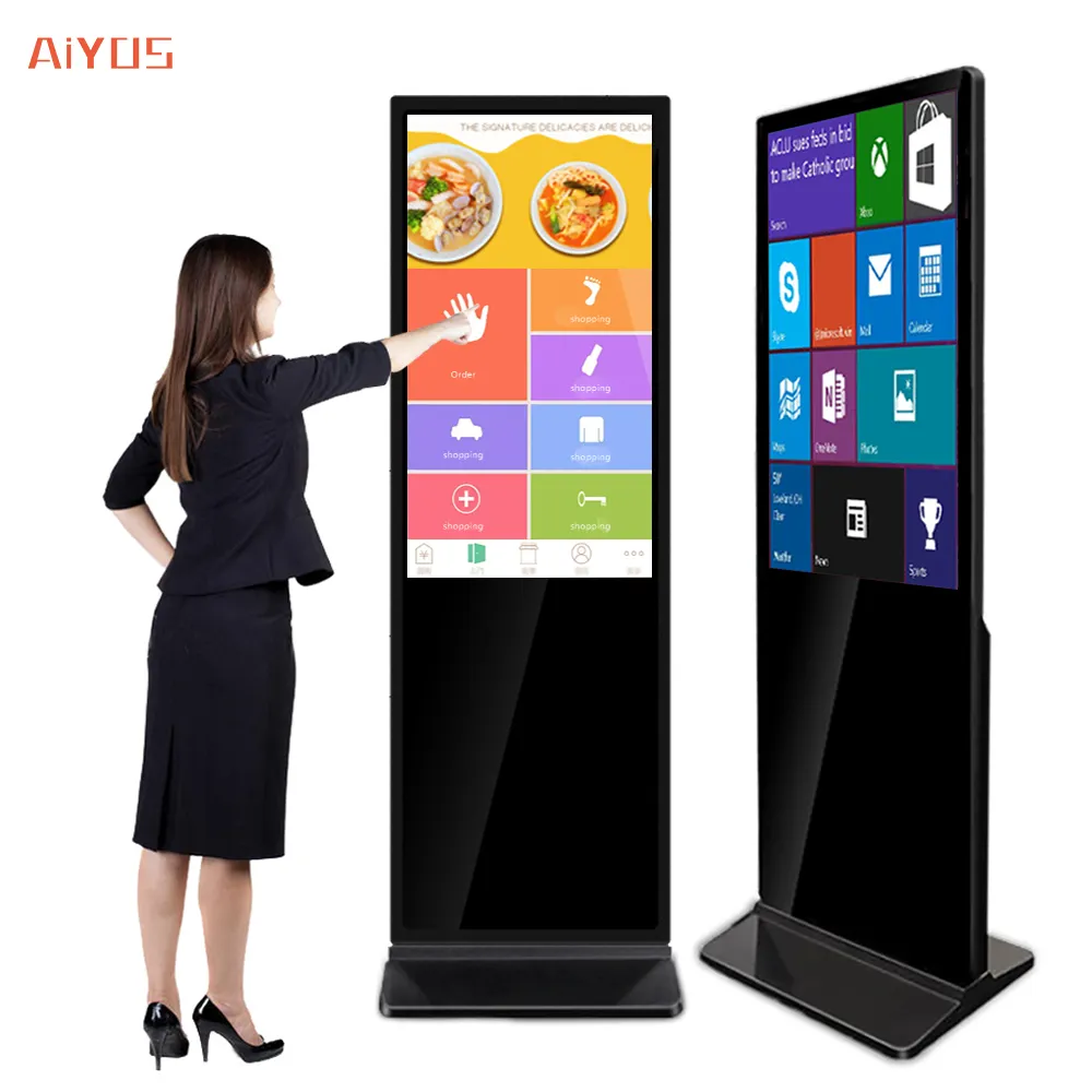55 inch Lcd Floor Commercial Stand Kiosk Screen Large Player Ad Digital Signage Poster Vertical Indoor Lcd Advertising Display