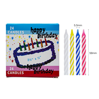 24 Bougies Fines Arc-en-ciel pour Fêtes, Sans Odeur, Combustion Propre, pour Cupcakes, Vente Directe Usine