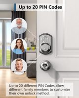 Serrure de porte intelligente en aluminium étanche IP54 à 20 broches avec clavier à code anti-regard indiscret pour porte en bois, Cloud 4AA Noir USB