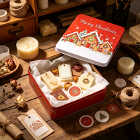Boîte en fer recyclable carrée Joyeux Noël, motif maison en pain d'épices, boîte en fer de qualité alimentaire, emballage cadeau pour biscuits de Noël