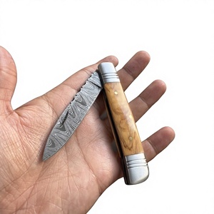 Couteau pliant de poche en acier Damas, manche en bois, haute qualité, multifonctionnel, qualité industrielle OEM, garantie 3 ans, pour détaillants, 59-60HRC - Product Image 3