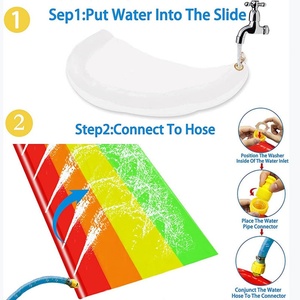 14Ft Lawn Water <b>Slide</b> Rainbow with Spraying and Inflatable Crash Pad for Children Play Center <b>Pool</b> Games Outdoor <b>Pool</b> Party Gift - Product Image 4
