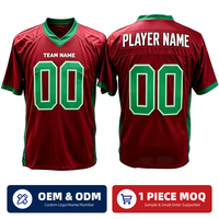 Maillot de football américain personnalisé, nom et numéro de l'équipe brodés, vert bordeaux, design d'uniforme de football personnalisé, module 100% personnalisable