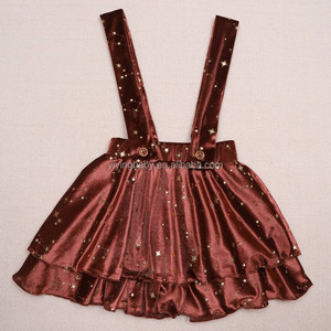Vente en gros de nouvelles mini-robe en <span class=keywords><strong>velours</strong></span> scintillant à double sangle et étoiles pour filles salopette de boutique pour enfants <span class=keywords><strong>jupe</strong></span> à bretelles pour petites filles - Product Image 3