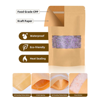 Sachet de stockage alimentaire zip-lock refermable en papier kraft brun debout avec fenêtre mate