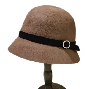 new fashion Women simple packable 100% australian wool felt cloche hat Winter ladies dress hats wholesale