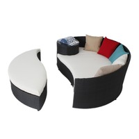 Persönlichkeit Rundes Rattan bett Außen terrasse Rattan sofa Tages bett Gartenmöbel Sonnen pool Faules großes rundes Bett