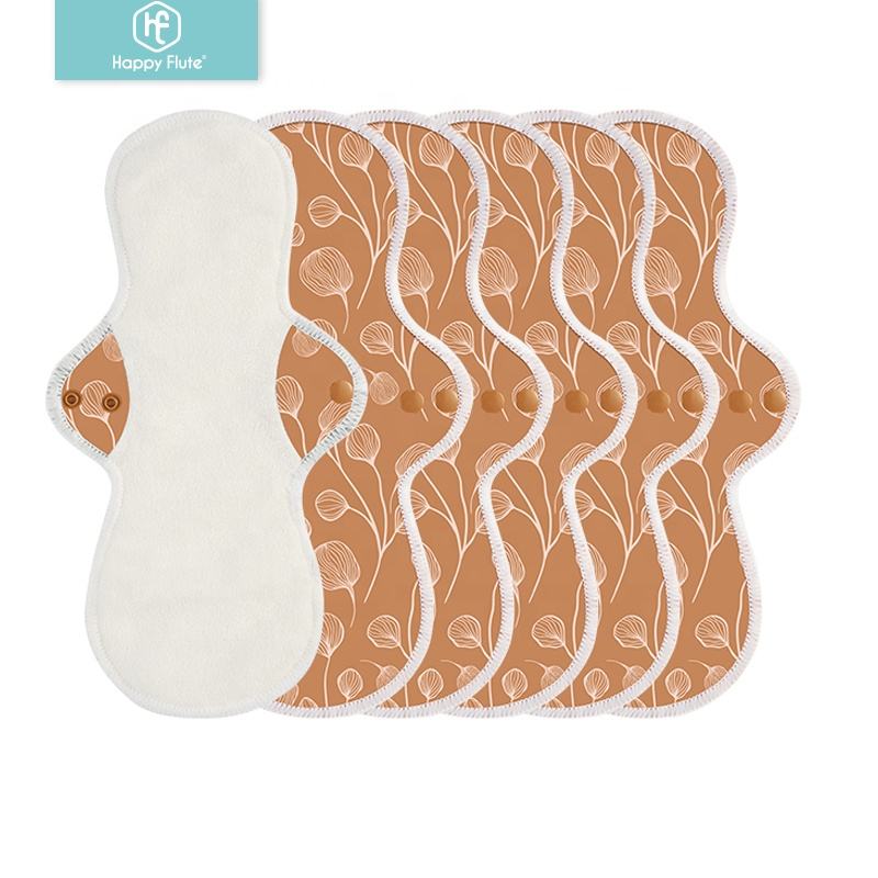 HappyFlute Large Bamboo Terry Panty Liners With Wing Women Menstrual Pads Reusable Napkin Sanitary Pad