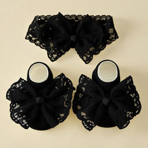 Calzini Principessa con Fiocco in Pizzo Antiscivolo, Calzini <span class=keywords><strong>per</strong></span> Neonati, Fascia <span class=keywords><strong>per</strong></span> <span class=keywords><strong>Capelli</strong></span> con Fiocco in Pizzo - Product Image 4