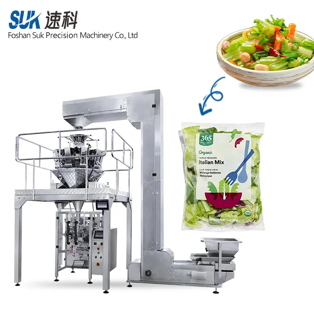 Automatic Weighing Vegetable Salad Bag Packing Machine Fresh Mixed Salad Vegetable Bag Packing Machine Lettuce Packing Machine