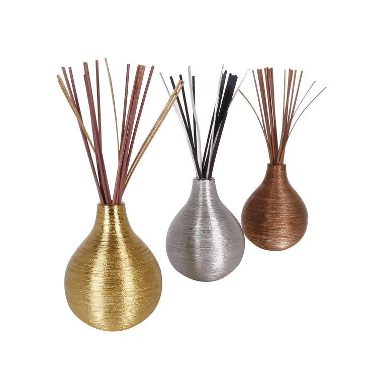 150ml Big belly wire drawing silver bottle reed diffuser gift set with luxury box