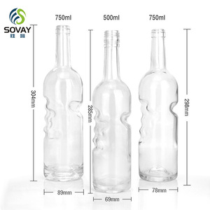 Bouteille en verre transparente artisanale de 750 ml avec bouchon en caoutchouc, forme plate, pour vodka, whisky, brandy, <span class=keywords><strong>tequila</strong></span> – Meilleures ventes - Product Image 5