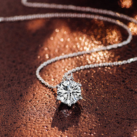 Collier pendentif en diamant de laboratoire de 3 carats, véritable chaîne en or blanc 18 carats, diamant rond taille brillant F VVS, collier pendentif charme
