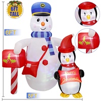 Ourwarm Décoration de Noël gonflable personnalisée pour extérieur, pingouin et bonhomme de neige, 5,9 pieds, polyester 190T