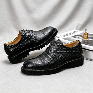 1 Paar MOQ Leichte Sohle Herren Leder Derby Vollständig Krokodil-Geprägte Plateau Chunky Anzugschuhe Premium Full Croc - Product Image 1