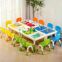 Table de jeu multifonction rectangulaire pour sable et blocs de construction, en plastique, réglable en hauteur, pour maternelle et enfants