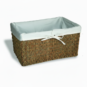 Panier en jacinthe d'eau tissé à la main à prix économique, plateau avec poignée confortable, style vintage, multifonctionnel pour la chambre à coucher, le salon - Product Image 1