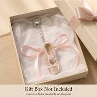 Llavero Elegante de Satén Rosa con Colgante de Zapatilla de Ballet, Decoración de Perlas y Anillo Metálico, Directo de Fábrica, para Regalo de Cumpleaños, a la Moda