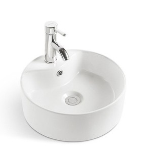 Lavabo Redondo Blanco para Encimera, 420 mm, Cerámica Resistente a Altas Temperaturas, Lavabo para Baño - Product Image 4