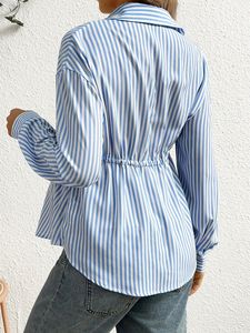 Blusa Ajustada de Manga Larga con Botones y Rayas de Primavera y Otoño King Mcgreen Star, con Cintura, para <span class=keywords><strong>Embarazadas</strong></span> - Product Image 5