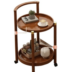 Mesa de centro móvil, mesa auxiliar para sala de estar con ruedas, mesita de noche, carrito, estante de almacenamiento, mesa redonda de estilo nuevo para balcón - Product Image 5