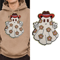 Patchs brodés fantômes d'Halloween mignons, appliques chenille citrouille pour vêtements, sacs, vestes, décoration DIY