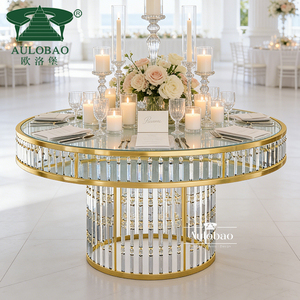 Stainless Steel Golden Luxury Design Bride Groom Wedding <b>Table</b> With Crystal - Product Image 4