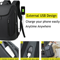 Mochila para Portátil de Fábrica, Impermeable, para Negocios, con Puerto de Carga USB, Bolsa de Viaje para Hombre