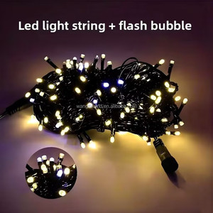 Guirlande lumineuse LED colorée de 20 m, clignotante, connectée mâle-femelle, avec ligne noire, à bulles de cristal, étanche pour extérieur, éclairage routier - Product Image 3