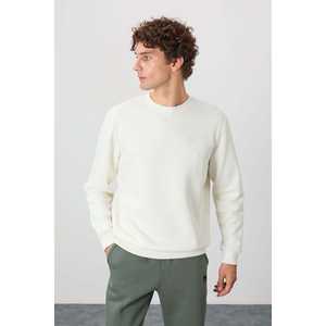 Omar Ecru <b>Brushed</b> Men's Sweatshirt 100% Cotton French Terry Regular Sleeve Breathable 88137 - Product Image 5