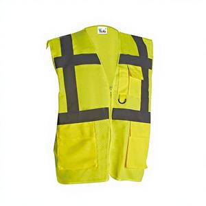 سترة السلامة مرحبا فيس البوليستر سترة السلامة شبكة مقاومة للماء الفلورسنت عاكس إغلاق سحاب شعار قابل للتخصيص - Product Image 2
