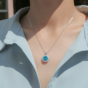 <span class=keywords><strong>Collana</strong></span> in argento Sterling 925 Moissanite in stile <span class=keywords><strong>Tiffany</strong></span> con rodio - Product Image 6