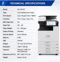 Photocopieur multifonction couleur A3 reconditionné 45ppm, imprimante et scanner de bureau, compatible avec IM C4510F Japon