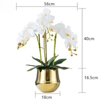 Tanaman Anggrek Buatan Tangan Berkualitas Tinggi dengan Sentuhan Realistis dalam Pot Emas FloDecor Gaya Modern untuk Dekorasi Rumah, Pernikahan, dan Toko Kemin