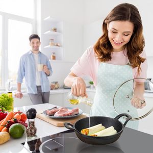 Mini Padella in Ghisa, Piccole Piastre in Ghisa con Base in Legno, Piccola Padella Rotonda, Piatto per <span class=keywords><strong>Fajitas</strong></span>, Pentola per Cottura - Product Image 5