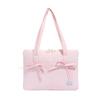 Tas Laptop Nilon 14 Inci Gaya Jepang-Korea Detail Pita Chic Segar Ultra-ringan Anti Maling Sarung Tablet Perdagangan Lintas Batas